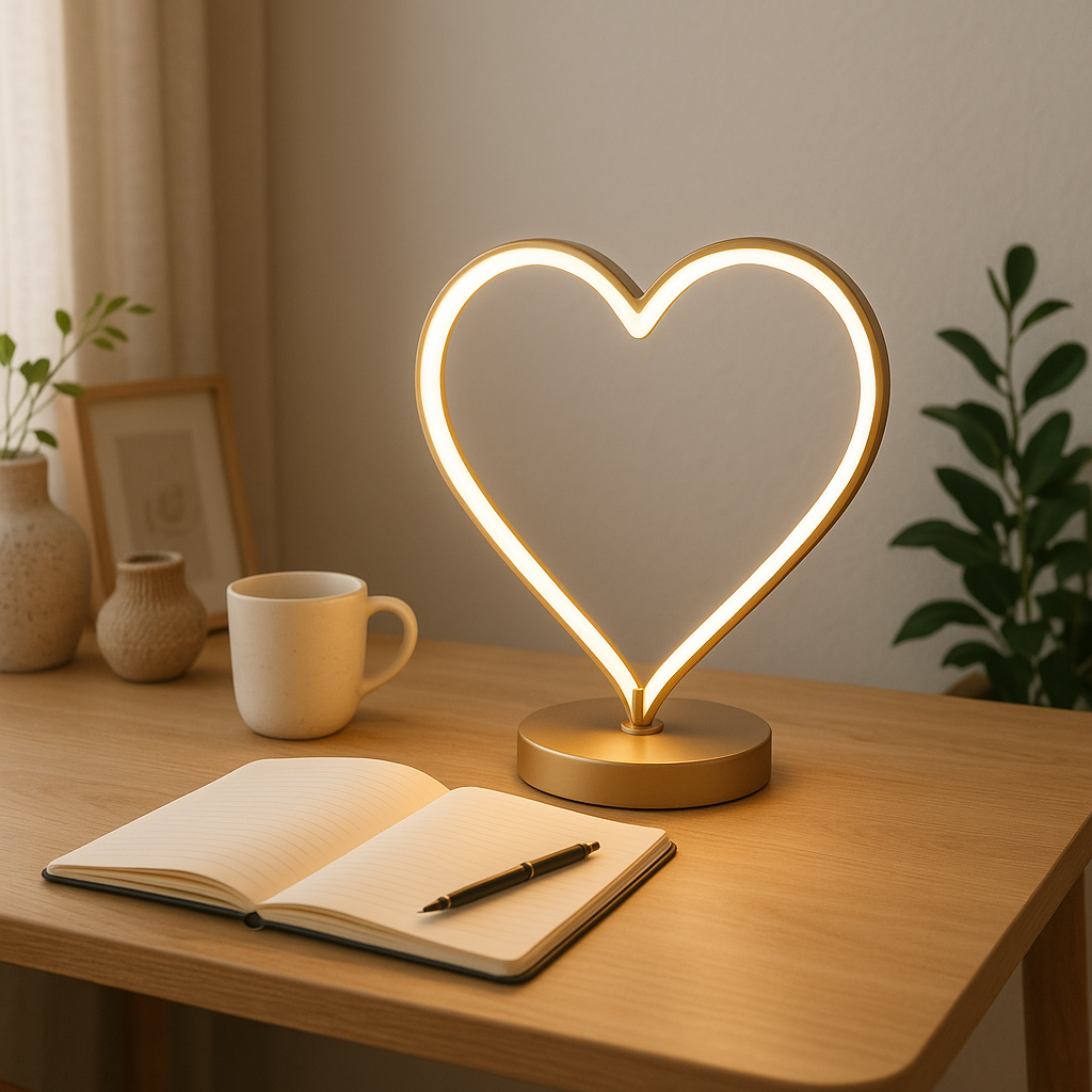 Heart Shaped LED Table Lamp for Bedroom and Living Room