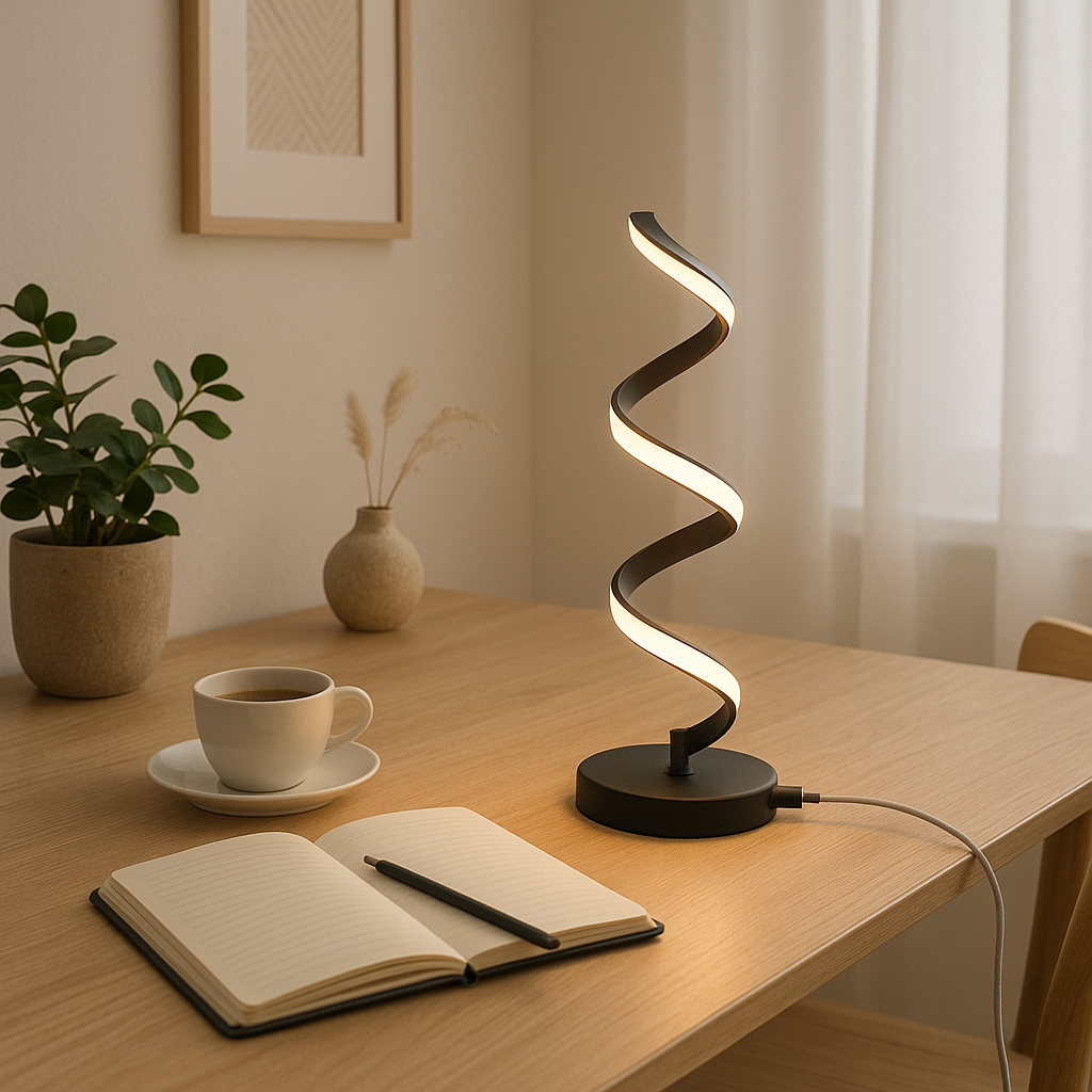 Spiral LED Table Lamp for Bedroom and Living Room